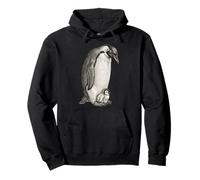 Emperor Penguins And Chick Vintage Art Felpa con Cappuccio