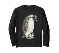 Emperor Penguins And Chick Vintage Art Maglia a Manica