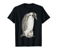 Emperor Penguins And Chick Vintage Art Maglietta