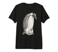 Emperor Penguins And Chick Vintage Art Maglietta Premium