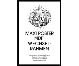 Empire 319067 - Cornice per poster, 61 x 91.5 cm, in pesante legno MDF. Dimensioni esterne: 96.4 x 65.8 cm, colore: nero, profilo: 30 mm con vetro acrilico