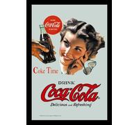 Empire 537263 Coca Cola Coke Time - Quadro su Vetro Stampato con Cornice in plastica Effetto Legno - Misura 20 x 30 cm