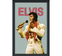 Empire 538406 - Quadro Elvis Presley, su Vetro Stampato con Cornice in plastica Effetto Legno, 20 x 30 cm