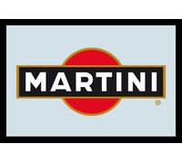 Empire 552044 - Specchio Stampato con Logo Martini, con Cornice in plastica Effetto Legno, 30 x 20 cm