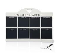 Empire - Agenda settimanale e menù per cucina, planner da lavoro, da parete, con penna, lista delle cose da fare, cancellabile a secco, con panno bianco, per ufficio e casa (grande, bianco)