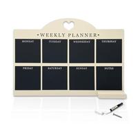 Empire - Agenda settimanale e menù per cucina, planner da lavoro, da parete, con penna, lista delle cose da fare, cancellabile a secco, con panno bianco, per ufficio e casa (grande, crema)