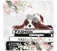 Empire Art Direct Stampa artistica da parete con cane Cavalier, senza cornice, in vetro temperato, pronto da appendere, per soggiorno, camera da letto e ufficio, 50,8 x 50,8 x 0,5 cm