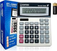 Empire Calcolatrice Da Scrivania Con Pulsanti Grandi A 12 Cifre, Grande Display Angolato, Solare e Alimentato A Batteria per Casa e Ufficio (Batteria Inclusa)