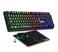 EMPIRE GAMING Armor RF800 Wireless Ricaricabile Tastiera e Mouse Combo QWERTY (Italiana-Layout) - 2.4G RGB With 4800 DPI and Tappetino - for PC PS4 PS5 Xbox One/Series Mac-Nero