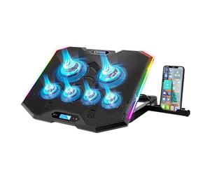 EMPIRE GAMING - Guardian S-C100 Dispositivo Raffreddamento PC Laptop RGB Gamer - 6 Ventole - Controller LCD - 5 Altezze regolabili - Compatibile 12''-17'' - Supporto smartphone amovibile