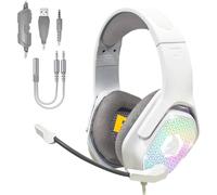 EMPIRE GAMING H-3 Cuffie RGB - per PS5, PS4, Xbox, Switch, PC, Mac, Smartphone, Tablet - Telecomando - Audio Stereofonico ad Alta Definizione - Microfono Flessibile - Bianco