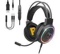 EMPIRE GAMING - Icarus S17 Cuffie Gaming RGB - per PS5, PS4, Xbox One/Series, PC, Mac, Smartphone, Tablet - Telecomando - Audio Stereo ad Alta Definizione - Microfono Flessibile - Nero
