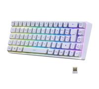 EMPIRE GAMING - K508 Clavier Gaming Sans Fil Compact TKL 65% (AZERTY FR) - via 2.4G/ Type-C - Compatible Console de Jeu/PC/Mac - RGB - 68 Touches - 23 Touches Anti-Ghosting - Bianco