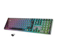 EMPIRE GAMING RF243 - Tastiera da gioco meccanica wireless ricaricabile FR(AZERTY), tripla modalità (2,4 GHz, Bluetooth, USB-C), 111 tasti MX Red, RGB, NKRO, compatibile con PC, Mac e console