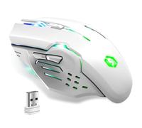EMPIRE GAMING - RF903 Mouse Wireless 2.4GHz Ricaricabile - Retroilluminazione LED RGB - Ergonomico - 4800 DPI 500Hz - PS4, PS5, Xbox One/Series, PC e Mac - Bianco