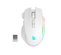 EMPIRE GAMING RF906 Wireless Gaming Mouse 3 Modalità, 2.4GHz, BT, cablato, 8 tasti programmabili incluso software, 10.000 DPI, regolazione RGB personalizzabile, sensore 1000 Hz, PC/Mac (Bianco)