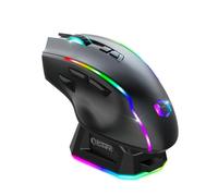 EMPIRE GAMING RF908 - Mouse da gioco wireless ricaricabile con stazione di ricarica magnetica RGB 10000 DPI 8 pulsanti programmabili modalità WiFi 2.4 GHz / BT USB-C (nero)