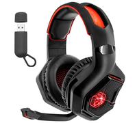 EMPIRE GAMING - WarCry P-W1 Cuffie Gamer Senza fili con Microfono -PC/PS4/PS5/Xbox/Switch/Mac -Wireless 2,4 GHz -Suono Surround Stereo -LED Rosso
