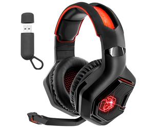 EMPIRE GAMING - WarCry P-W1 Cuffie Gamer Senza fili con Microfono -PC/PS4/PS5/Xbox/Switch/Mac -Wireless 2,4 GHz -Suono Surround Stereo -LED Rosso