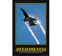 Empire Interactive - Poster motivazionale con motivo di aereo a reazione "Awesomeness Jet", con scritta in inglese, Multicolore