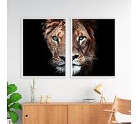 Empire Interactive - Stampa su tela, con leone e leonessa, per soggiorno, camera da letto, decorazione per la casa, senza cornice(A,2x60x90cm)