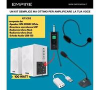 EMPIRE KIT CASSE 100W 2 RADIOMICROFONI + SCHEDA AUDIO USB