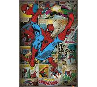 Empire Marvel Retro-Spiderman-Poster con accessori, telaio MDF maxi, nero, 61 x 91,5 cm