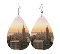 Empire State Building - Orecchini da donna, a forma di stella, eleganti gioielli pendenti per celebrazioni, One Size, Pelle
