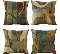EMPO 4 Pack Federe per Cuscino Copricuscino Decorative Geometriche, Divano Fodera per Cuscini Astratta Modello Casa Soggiorno Camera da Letto Decorazione per Interni 45x45cm Quadrate