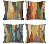 EMPO 4 Pack Federe per Cuscino Copricuscino Decorative Geometriche, Divano Fodera per Cuscini Astratta Modello Casa Soggiorno Camera da Letto Decorazione per Interni 45x45cm Quadrate