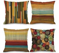 EMPO 4 Pack Federe per Cuscino Copricuscino Decorative Geometriche, Divano Fodera per Cuscini Astratta Modello Casa Soggiorno Camera da Letto Decorazione per Interni 45x45cm Quadrate