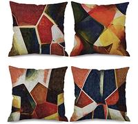 EMPO 4 Pack Federe per Cuscino Copricuscino Decorative Geometriche, Divano Fodera per Cuscini Astratta Modello Casa Soggiorno Camera da Letto Decorazione per Interni 45x45cm Quadrate
