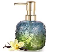 EMPO Dispenser di sapone in vetro colorato sfumato, shampoo gel doccia liquido sapone mani detergente per il corpo bottiglia spessa con pompa, per bagno, cucina, decorazione rustica della fattoria