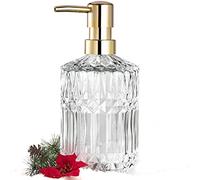EMPO Dispenser di sapone in vetro trasparente con pompa in plastica ABS, dispenser per lozioni in cristallo per lavello da cucina, bagno (Cristallo)