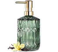 EMPO Dispenser di sapone in vetro trasparente con pompa in plastica ABS, dispenser per lozioni per cucina, bagno (verde)