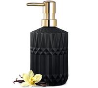 EMPO Dispenser di sapone in vetro trasparente con pompa in plastica ABS, dispenser per lozioni per cucina, bagno (nero)