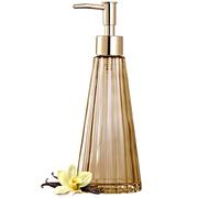 EMPO Dispenser di sapone in vetro vintage elegante, per sapone liquido/disinfettante, bottiglia di shampoo con pompa, dispenser di sapone per le mani, accessori da bagno (Marrone)