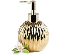 EMPO Dispenser di sapone liquido placcato in oro - Dispenser di sapone liquido in ceramica stile country moderno per la decorazione elegante del bagno, cucina dell'hotel, moda