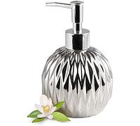 EMPO Dispenser di sapone liquido placcato in oro - Dispenser di sapone liquido in ceramica stile country moderno per la decorazione elegante del bagno, cucina dell'hotel, moda (argento)