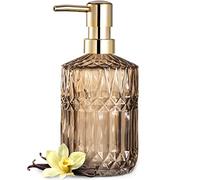 EMPO - Dispenser per sapone in vetro trasparente con pompa in plastica ABS, dispenser per liquidi adatto a cucina, bagno, marrone