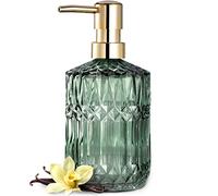 EMPO Dispenser per sapone in vetro trasparente con pompa in plastica ABS, dispenser per liquidi adatto a cucina, bagno (Verde)