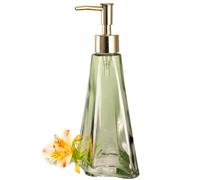 EMPO Elegante Dispenser di Sapone in Vetro Vintage, per Sapone Liquido/Disinfettante/Shampoo con Pompa, Dispenser di Sapone A mano in Stile Rustico, Accessori da Bagno (Ripple YellowGreen)