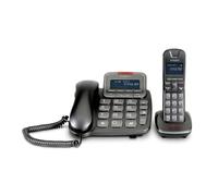Emporia TH21ABB - Set composto da telefono con filo e cordless DECT, Display illuminato, Segreteria telefonica, Numeri Grandi, Vivavoce, Compatibile con apparecchi acustici (HAC), Nero (Italia)