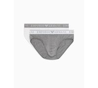 EMPORIO ARMANI 2-Pack Brief Mutande da Uomo, Mel.Grey/Bianco, M