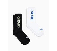 Emporio Armani 2-Pack Socks Short Calzini, Nero/Bianco, Taglia Unica Uomo