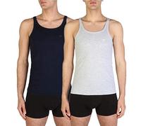 Emporio Armani 2-Pack Tank Pure Cotton, Pigiama Uomo, Blu (Marine)/Grigio (Melange), S