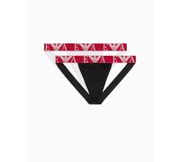 EMPORIO ARMANI 2-Pack Thong, Slip a Tanga Uomo, White/Black,