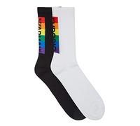 Emporio Armani 2 Paia di Calzini Terrycloth Rainbow Socks Confezione Corti, Nero/Bianco, Taglia Unica Uomo