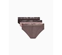 EMPORIO ARMANI 3-Pack Brief Mutande da Uomo, Talpa/Ferro/Cerbiatto