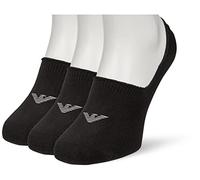 Emporio Armani 3-pack Invisibili Socks With Jacquard Eagle, Confezione Da Calzini Uomo, Nero, L-XL
